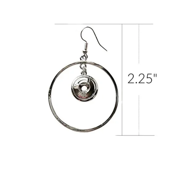 Snap Charm Hoop Dangle Earrings for Mini Snap 12mm - Picture 2 of 4